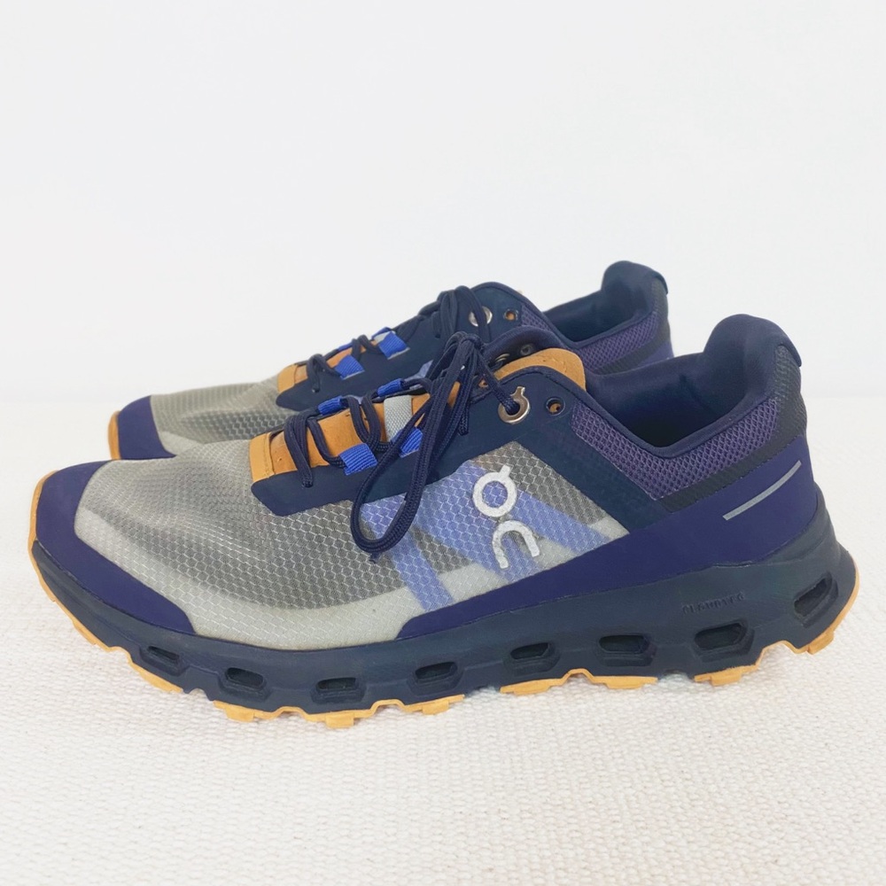 On Running Women's Gray Navy Orange Cloudventure Trail Sneakers - Picture 3 of 11